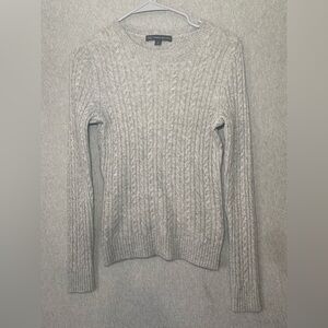 364 Brooks Brothers Sweater Womens S Grey Cable Knit Cashmere Blend Metallic